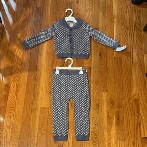 Gray and White Knit Baby Outfit